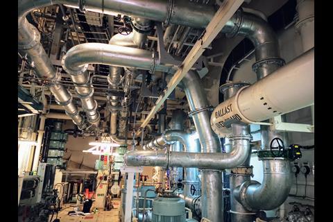 A Techcross ECU BWTS installed in the engine room of an LNG carrier. (Image: Goltens Worldwide)